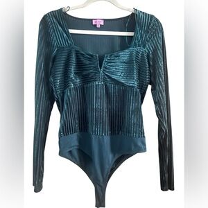 Mi Ami Deep Green velvet bodysuit